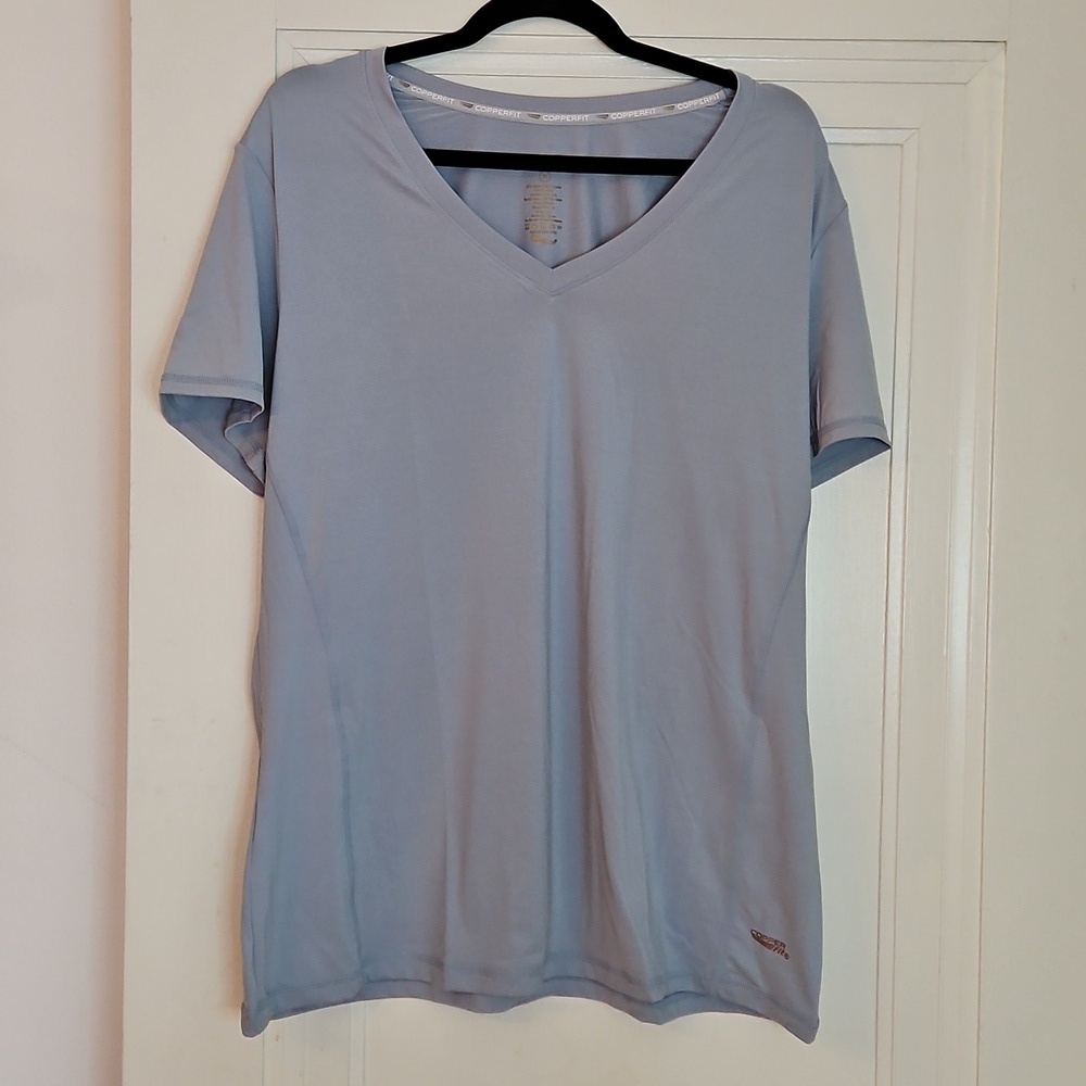 Light Blue-gray Short Sleeve V-Neck Tee, XL, NWT